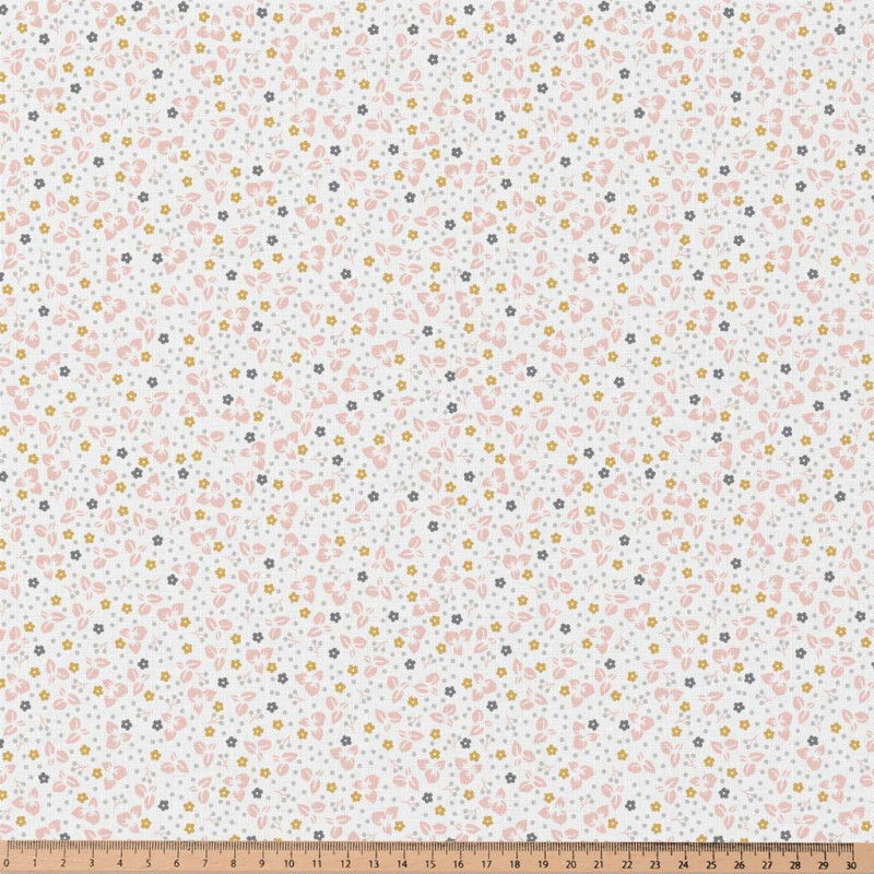 Printed Cotton KAMILL White / Pink